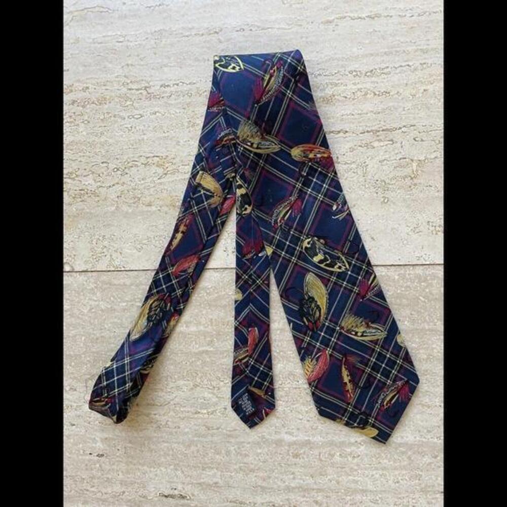 Roundtree & Yorke 100% Silk Neck Tie Fly Fishing
